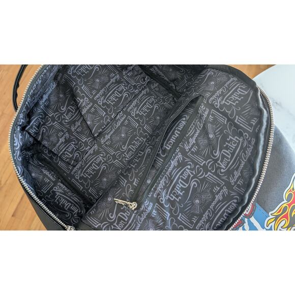 RARE NEW Von Dutch Large Multi-Flying Eye Graphic Backpack Streetwear Y2K Black main image 5